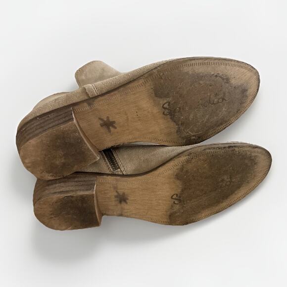 Splendid Hamptyn Womens Size 8.5 M Suede Leather Ankle Boots Side Zip Neutral - Picture 8 of 8